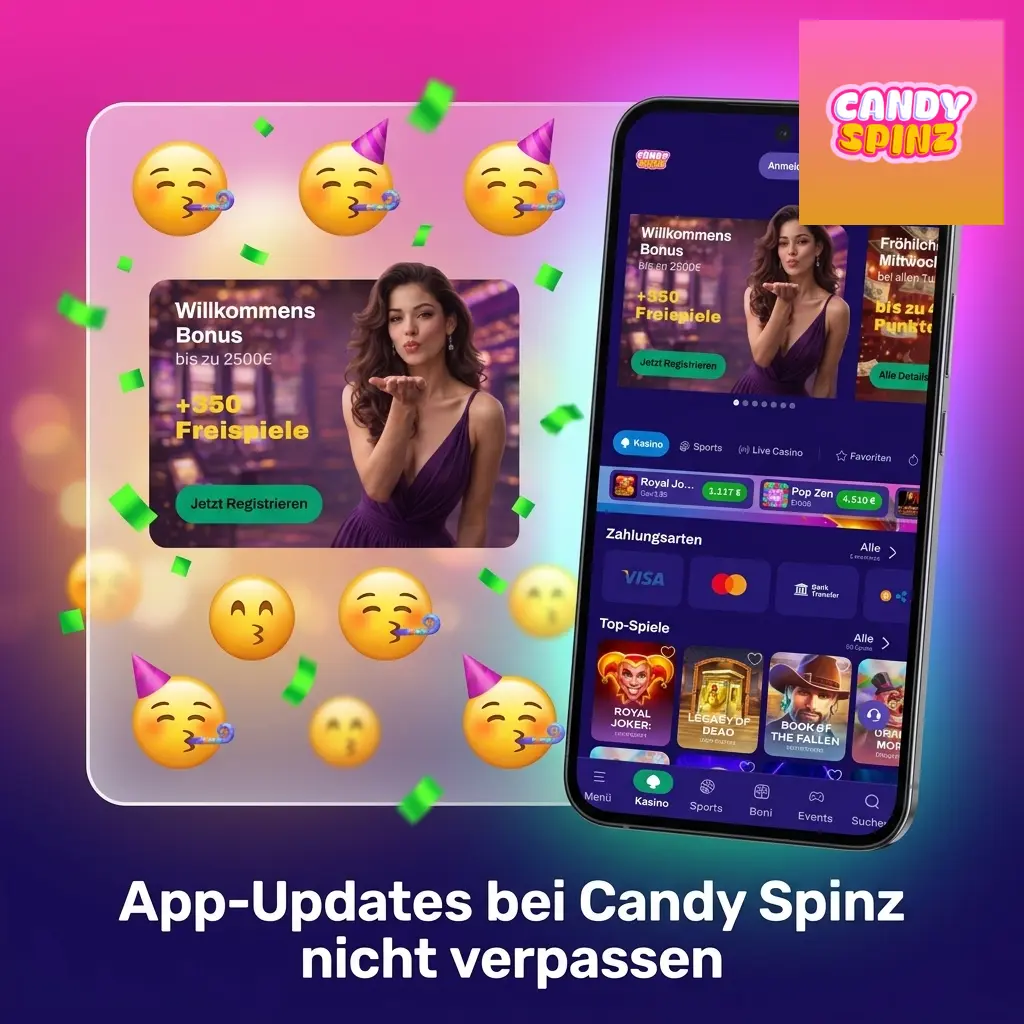 Candy Spinz App-Updates mit Sicherheitsverbesserungen und neuen Spielinhalten rechtzeitig installieren