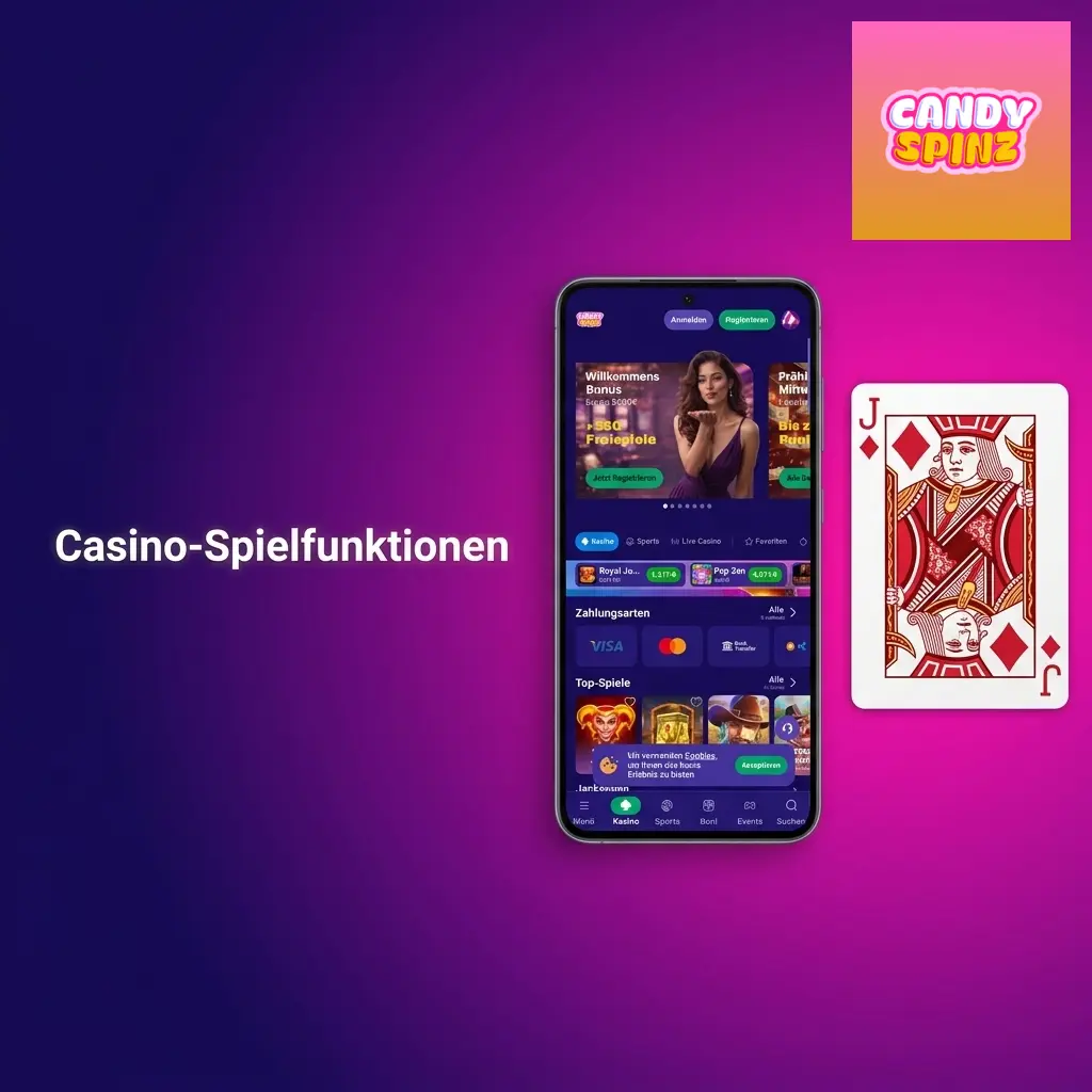 Candy Spinz App Casino: Über 3.000 Spiele mit Slots, Live-Casino und Tischspielen von NetEnt, Evolution Gaming und mehr.