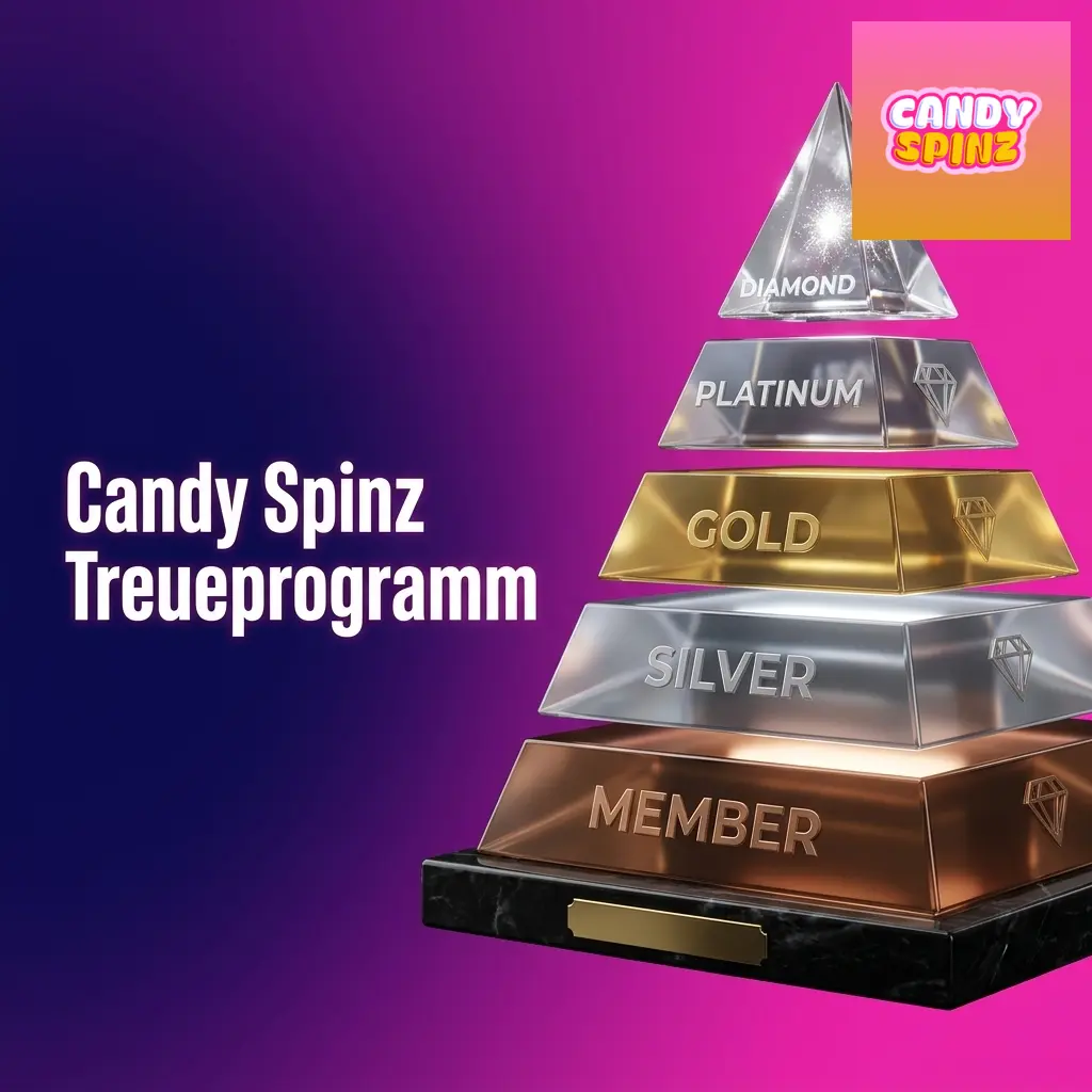 Candy Spinz Treueprogramm mit 5 Stufen: Bronze bis VIP, Cashback bis 15% und exklusive Vorteile für treue Spieler