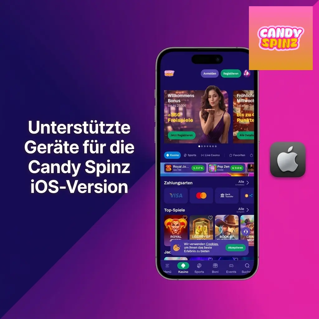 Unterstützte iPhones für Candy Spinz PWA – kompatibel ab iOS 14.0, optimiert für aktuelle Modelle