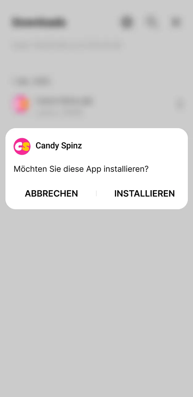 Führen Sie die heruntergeladene Datei aus, um die Installation der Candy Spinz-App abzuschließen.
