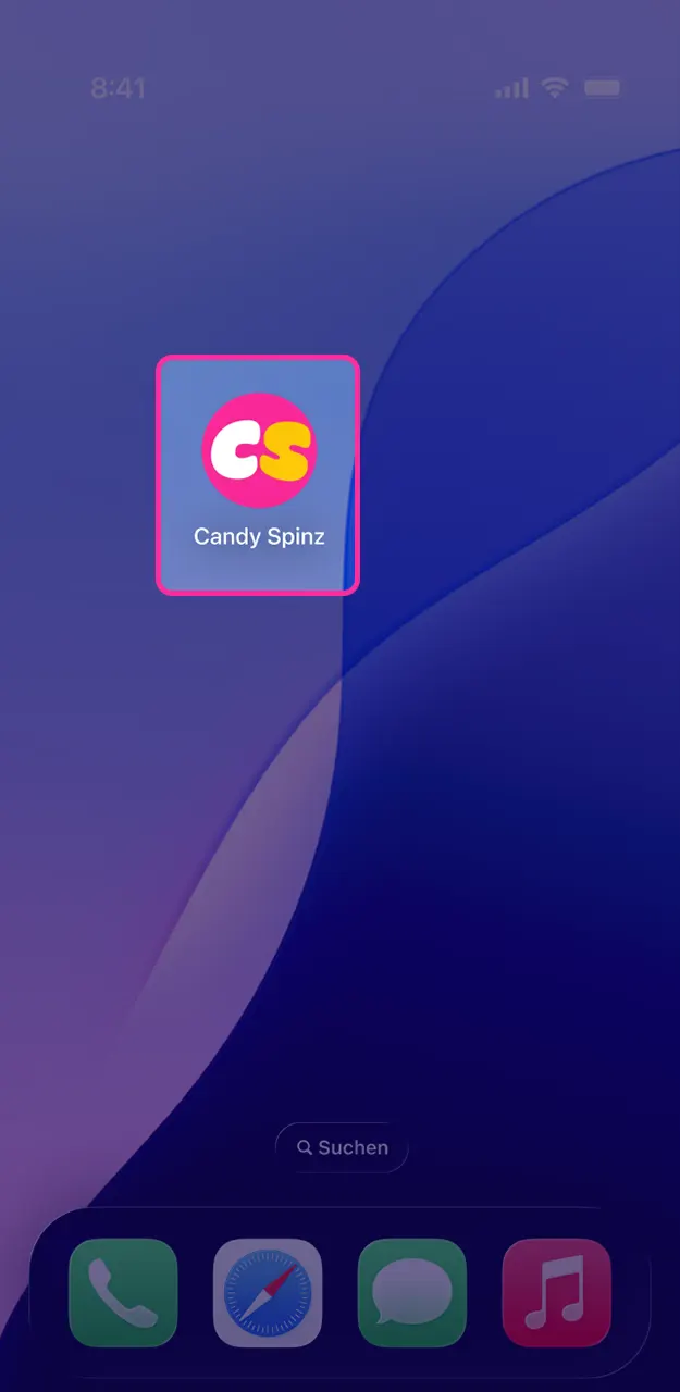 Starten Sie die PWA-Verknüpfung auf Ihrem Bildschirm und spielen Sie die App Candy Spinz.