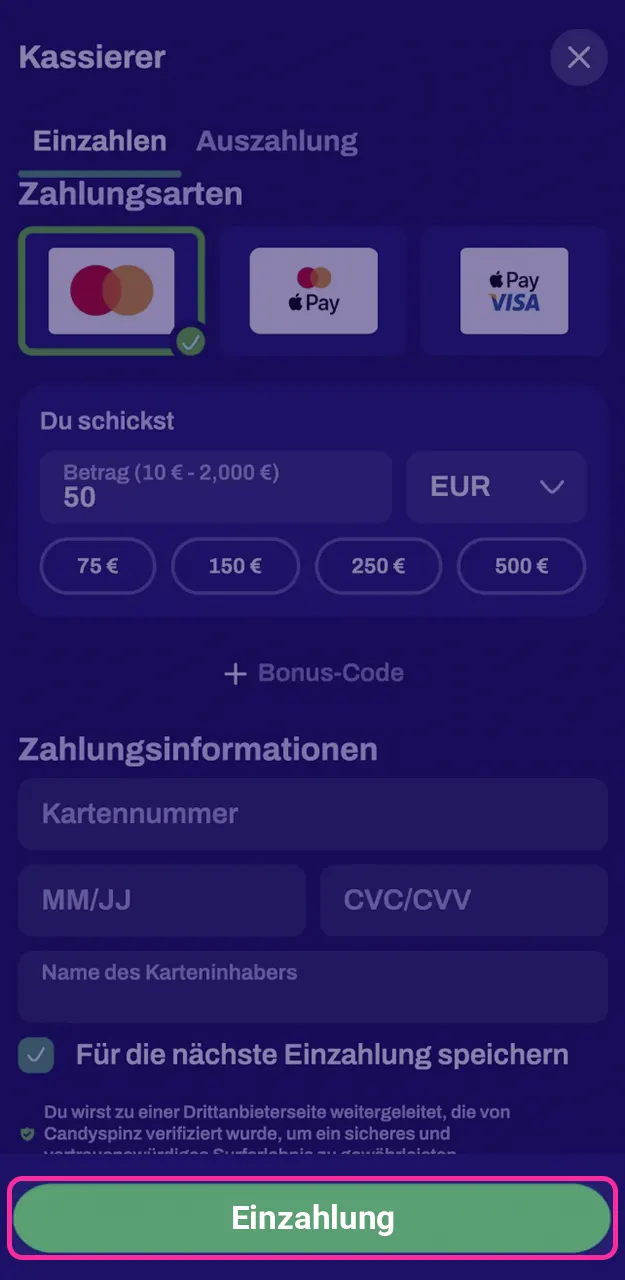 Aktivieren Sie den ausgewählten Bonus bei Candy Spinz.